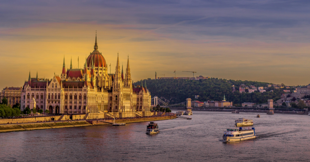 A Danube river cruise at sunset