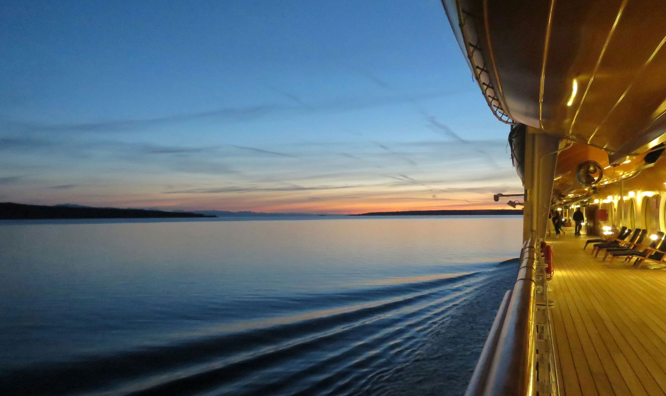 Overlooking the ocean from the balcony of a cruise ship